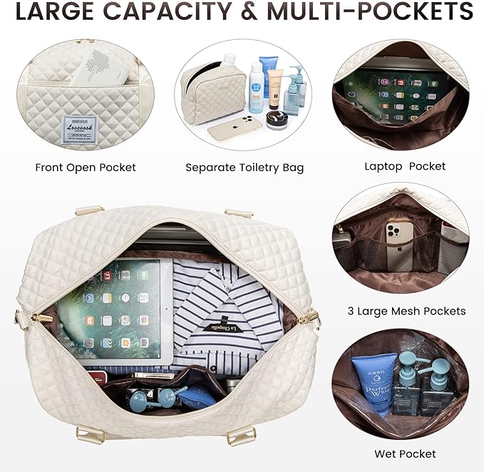 LOVEVOOK Travel Duffle Bag,Weekender Bags for Women with Shoe Compartment，Carry on Overnight Bag with Toiletry Bag,Gym Duffel Bag with Wet Pocket, Hospital Bags for Labor and Delivery