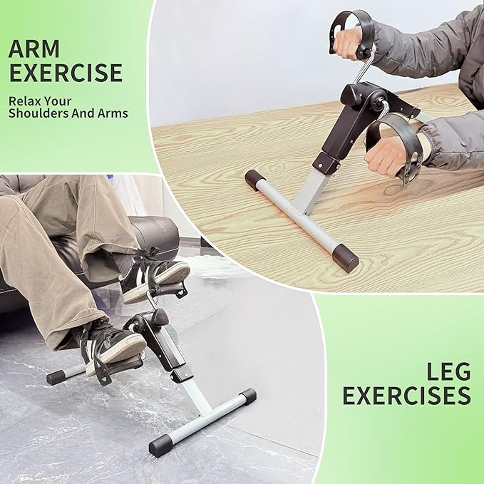 Under Desk Bike Pedal Exerciser Folding Arm Bike with LCD Display Adjustable Resistance Foldable Mini Exercise Bike Machine for Office Home with Suction Cups Anti-Slip