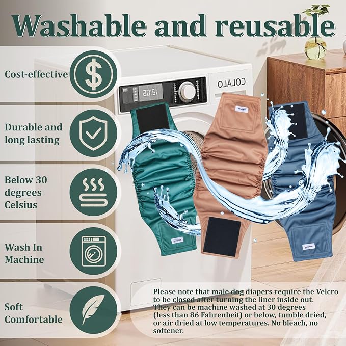 Reusable Dog Diapers Male, Premium Washable Belly Bands for Dogs Small, Pack of 5, High Absorbing Dog Wraps for Doggie & Puppy in Incontinence or Excitable Urination and Training(S)