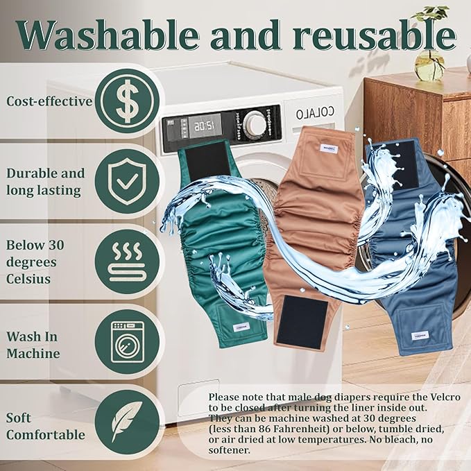Reusable Dog Diapers Male, Premium Washable Belly Bands for Dogs Extra Small, Pack of 5, High Absorbing Dog Wraps for Doggie & Puppy in Incontinence or Excitable Urination and Training(XS)