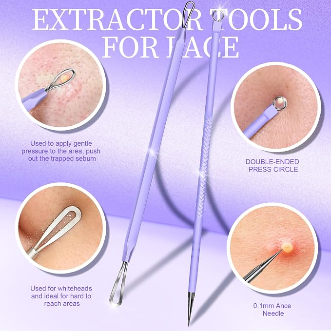 Teenitor Pimple Popper Tool Kit and Blackhead Remover Tools, Ingrown Hair Tweezers, Professional Blackhead Extractor Pimple Extractor Comedone Extractor