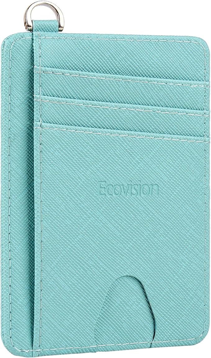 Slim Minimalist Front Pocket Wallet, RFID Blocking Credit Card Holder Wallet with Detachable D-Shackle for Men Women