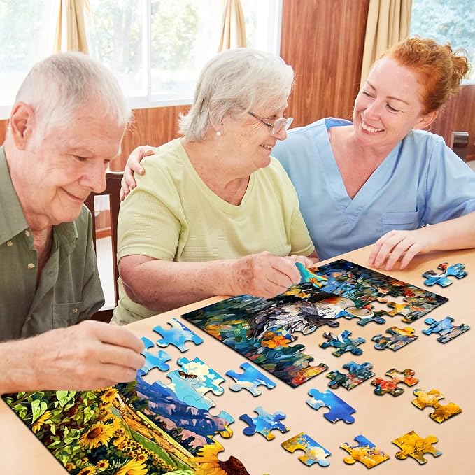 6 Pack 36-Piece Large Jigsaw Puzzles for Seniors Easy Dementia Alzheimer Products Dementia Activities Memory Training Game for Elderly Alzheimer's Patients in Nursing Home Gift (Style 3)