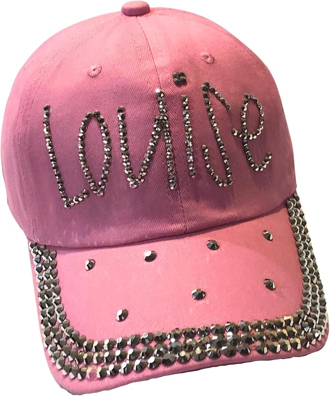 Popfizzy Bedazzled Hat for Women, Rhinestone Denim Hat, Fun Adult Bling Hats, Birthday Gifts for Women, Adjustable, One Size