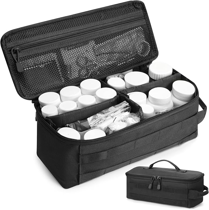 Travel Medicine Bag,Medication Pill Bottle Organizer Empty Case | Medicine Bag For Traveling,Hold Large Pill Bottles,Empty First Aid Bag