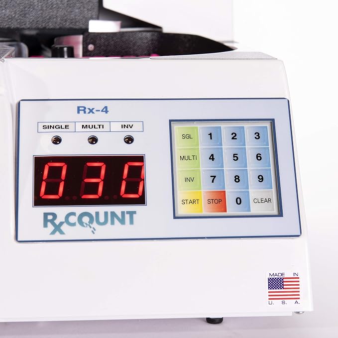 Rx-4 Automatic Pill Counting Machine - Compact Digital Tabletop Pharmaceutical Counter for Pharmacies, Doctors, and Veterinarians.