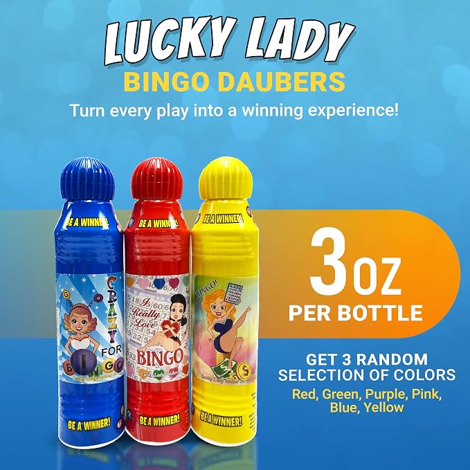 Dab O Ink, Sunsational, Dab O Ink Dazzle and Super Bright Bingo Daubers Bulk 3 oz. 12-Pack - Special Variety Pack of Colors, Styles - Bingo Markers for Adults