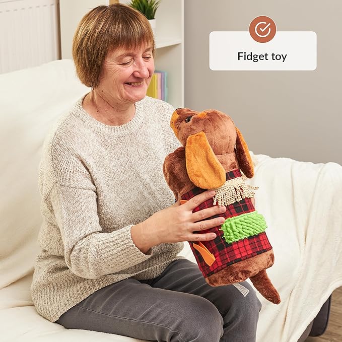 Fidget Muff and Blanket for Elderly | Fidget Blanket for Dementia | Sensory Blanket & Toy | Dementia Products for Elderly | Activities for Alzheimer's or Dementia | ODOXIA Fidget muff Brown