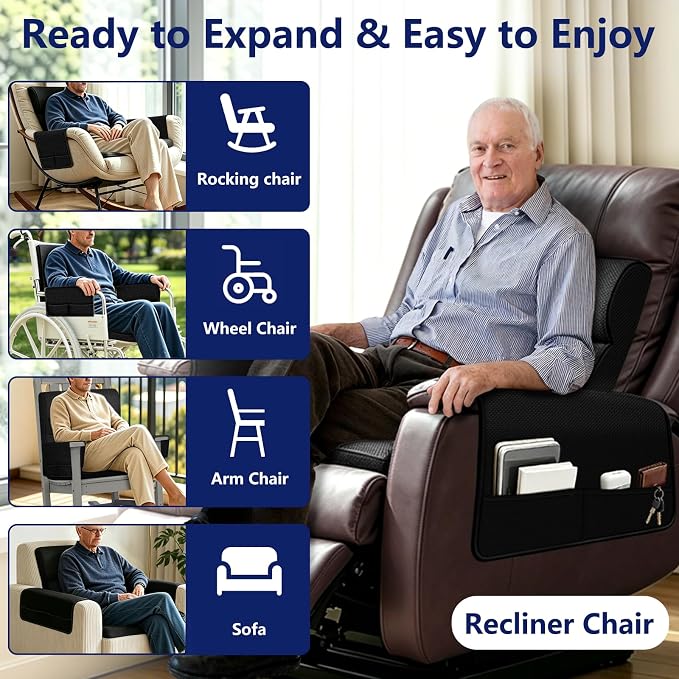 Chair Cushions for Elderly,20x16.5x4.5 Inch Rocking Chair Cushions Indoor,Memory Foam Recliner Cushions for Long Sitting, Sofas & Couches，Outdoor,Office Chair，wheelchair，Meditation and Floor Seating
