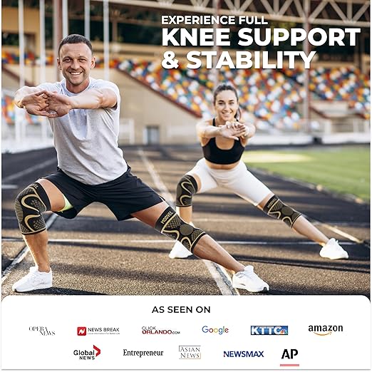 Modvel 2 Pack Knee Brace for Women & Men - Workout Knees Compression Sleeve for Knee Pain Relief Joint Support for ACL, Arthritis, Meniscus Tear Knees Brace for Sports, Rodilleras para Gym Fitness