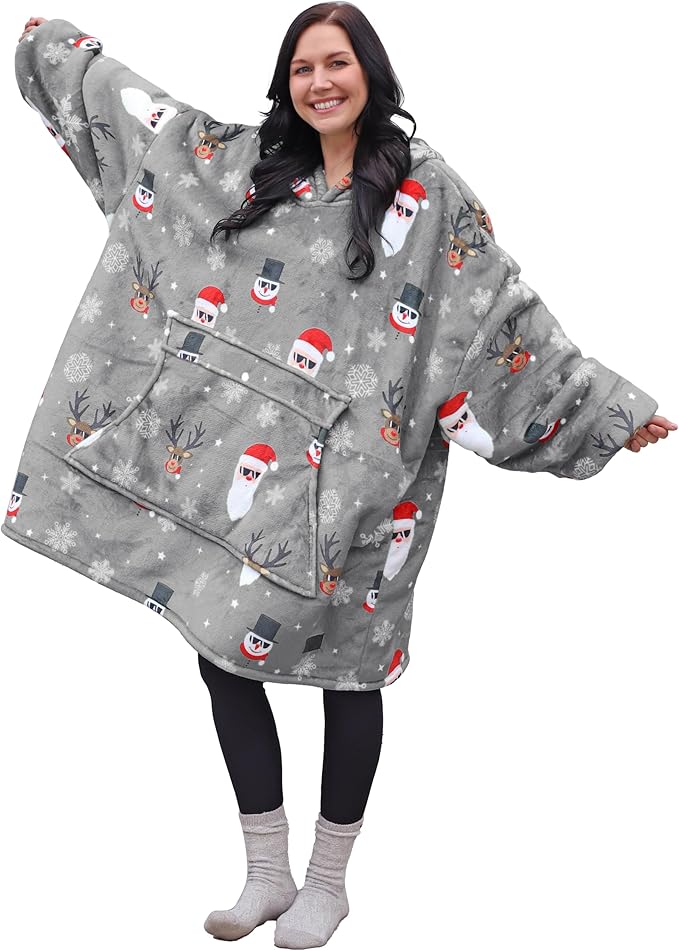 Catalonia Oversized Blanket Hoodie Sweatshirt, Wearable Sherpa Lounging Pullover for Adults Women Men