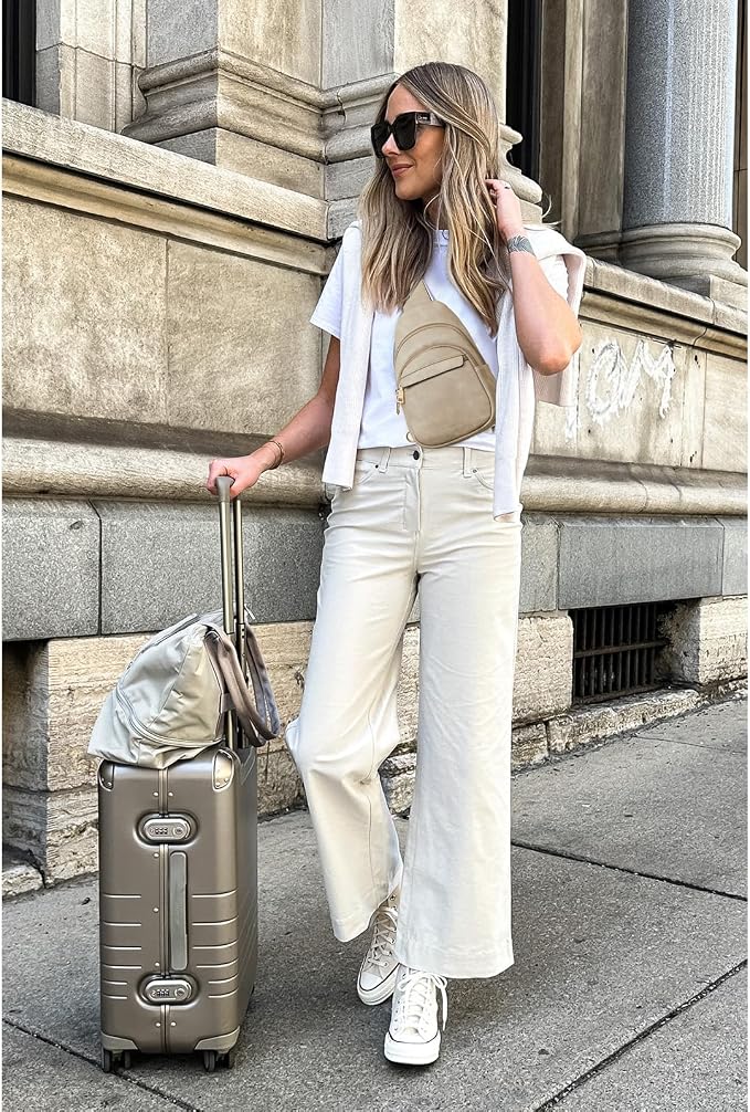 BOSTANTEN Sling Bag for Women Leather Crossbody Bags Fanny Pack Chest Bag for Travel | Adjustable Wide Strap, Small, Anti Theft, Lightweight, Multi Pockets and Carrying Way, Card Slot, Cute Trendy for Everyday