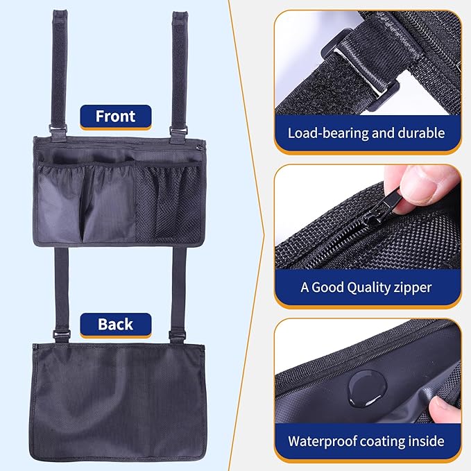 XAOMING Wheelchair Side Bag with Cup Holder,wheelchair accessories adult for Walker, Rollator, Electric Scooter Wheelchairs，Power Wheel - Side Storage Organizer for Elderly