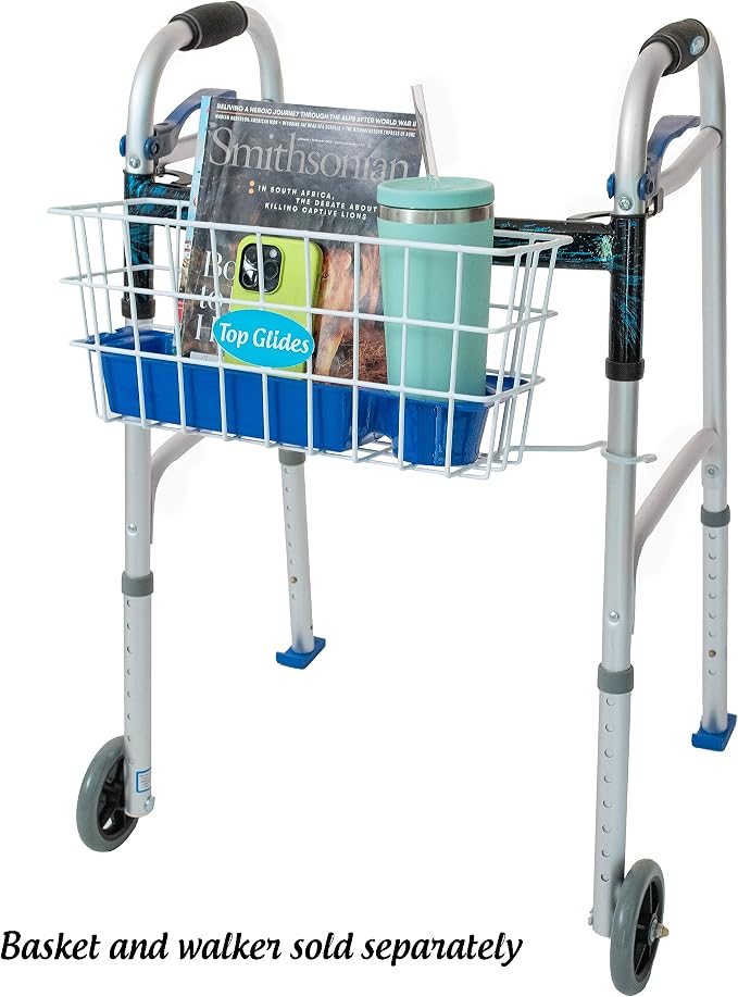 Heavy Duty Clear Plastic Insert/Tray/Cup Holder for Walker Basket (Blue)