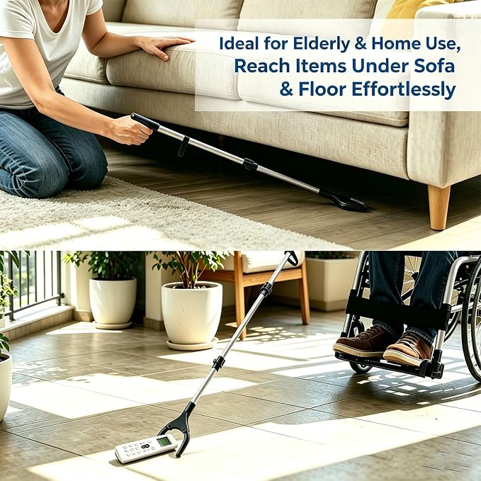 43" Extra Long Reacher Grabber Tool, Foldable, with 360° Rotating Jaw and Magnet, Trash Claw Pickup Tool for Seniors, Green