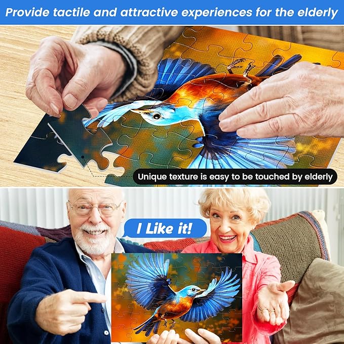 36 Large Piece Puzzles for Seniors 6 Pack,Dementia Puzzles Turtle Dog Bird Mushroom Beach Lake Jigsaw Puzzle Dementia Alzheimer's Products and Activities for Seniors Elderly Adult