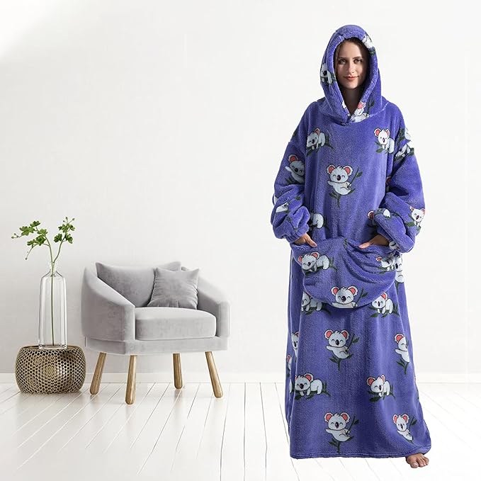 Blanket Hoodie, Long Hooded Blanket Sweatshirt as Birthday Gifts for Women Men, Long Wearable Blanket for Women Men.