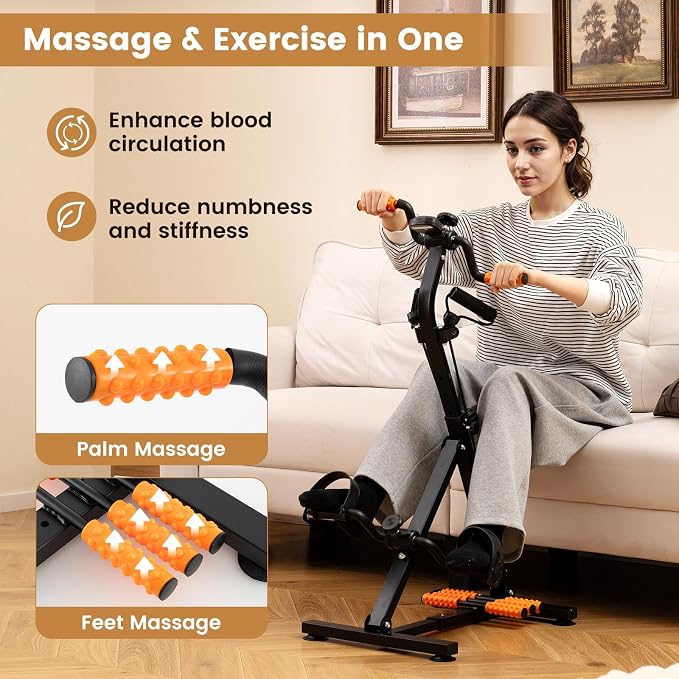 Pedal Exerciser Bike for Seniors, Hand Arm Leg Knee Physical Therapy Exercise Bike with Monitor, Indoor Adjustable Fitness Equipment for Rehabilitation Recovery