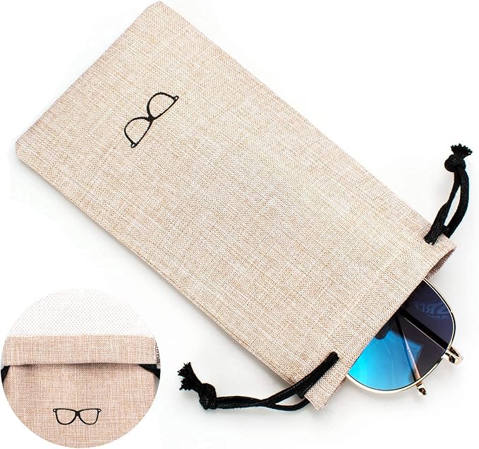 Vemiss Hard Shell Sunglasses Case, Large Linen Fabric Protective Glasses Case for Men Women