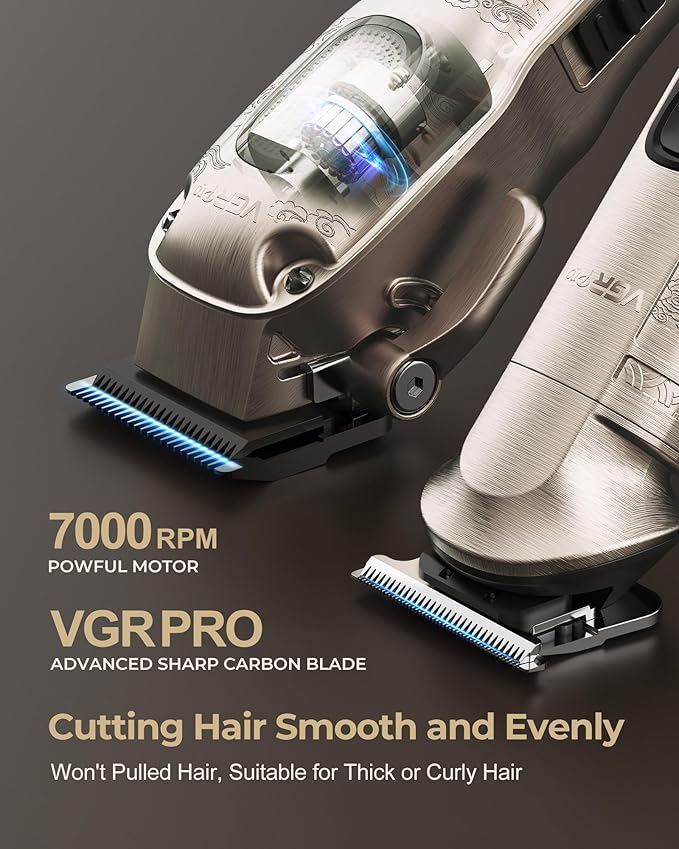 VGRPRO Hair Clippers for Men Professional, Cordless Clipper and Trimmer Set | 7000RPM Grooming Kit with EVA Case, LED display, 14 Guide Combs (including Right & Left Ear Taper Combs), Nose Trimmer Head