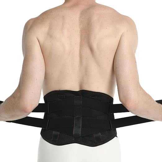 NeoTech Care Back Belt Support for Men or Women - Breathable & Adjustable Lower Back Brace - Double Pull Compression Straps (Black, Size XXL)