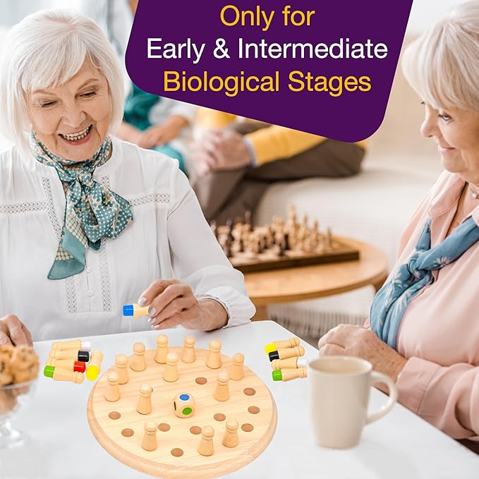 Easy Memory Games for Dementia Seniors, Wooden Cognitive Game for Elderly with Dementia, Alzheimers Memory Games Therapy Tools, Activities for Dementia Patients Matching Board