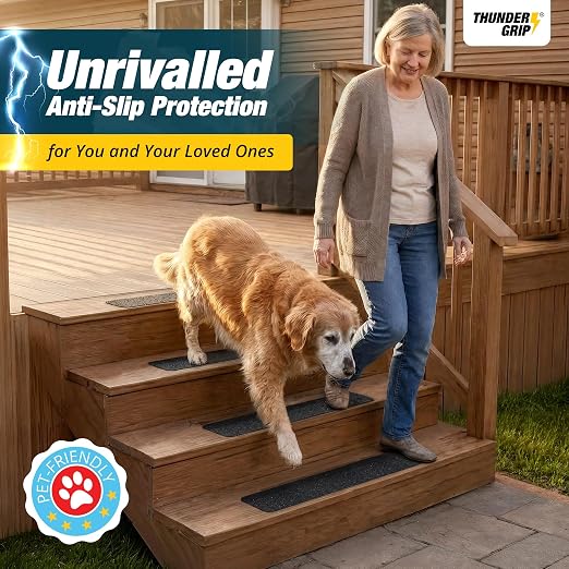Outdoor Stair Treads Non-Slip 24" x 4" 15-Pack Waterproof 80-Grit Grip Tape