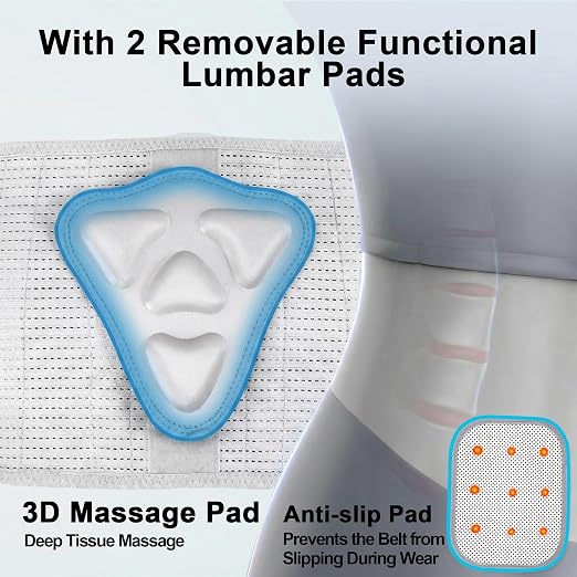 Back Brace for Lower Back Pain Relief - 4X Stronger Lumbar Support Belt with Heating Massage Pad, Adjustable Posture Corrector for Sitting Long Hours, Breathable & Thin Under Clothes for Women Men, 3XL (Waist 40 - 47")