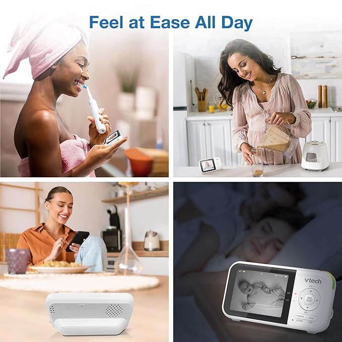 VTech VM819-2 Baby Monitor, 2.8” Screen, 2 Cameras, 1000ft Range, Night Vision, 2-Way Audio, Temperature Sensor, Lullabies, Secured Transmission No WiFi