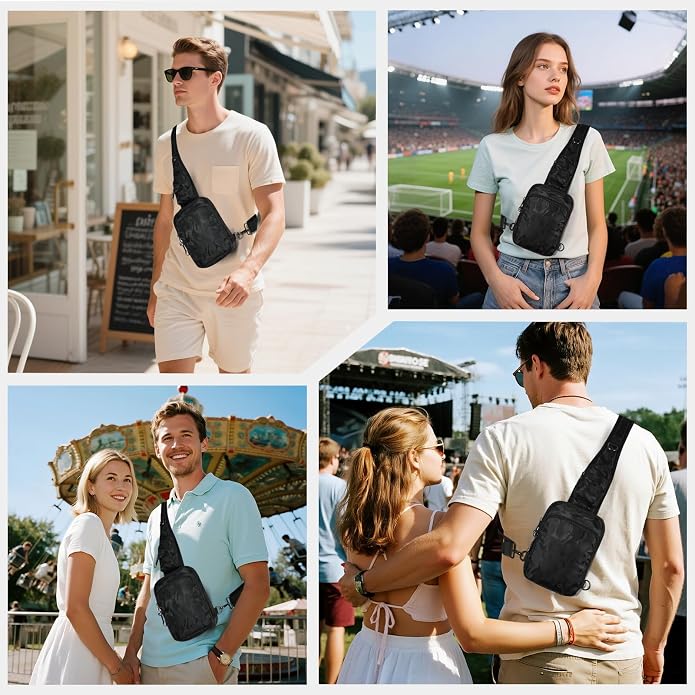 Sling Bag, Crossbody Bag with Zipper Lock, RFID Blocking & Water Resistant for Men and Women