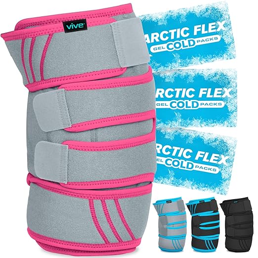 Vive Knee Ice Pack Wrap - Cold/Hot Gel Compression Brace for Pain Relief | Strap for Arthritis Pain, Tendonitis, ACL, Athletic Injury, Osteoarthritis, Women, Men, Running, Meniscus, Patella, & Surgery