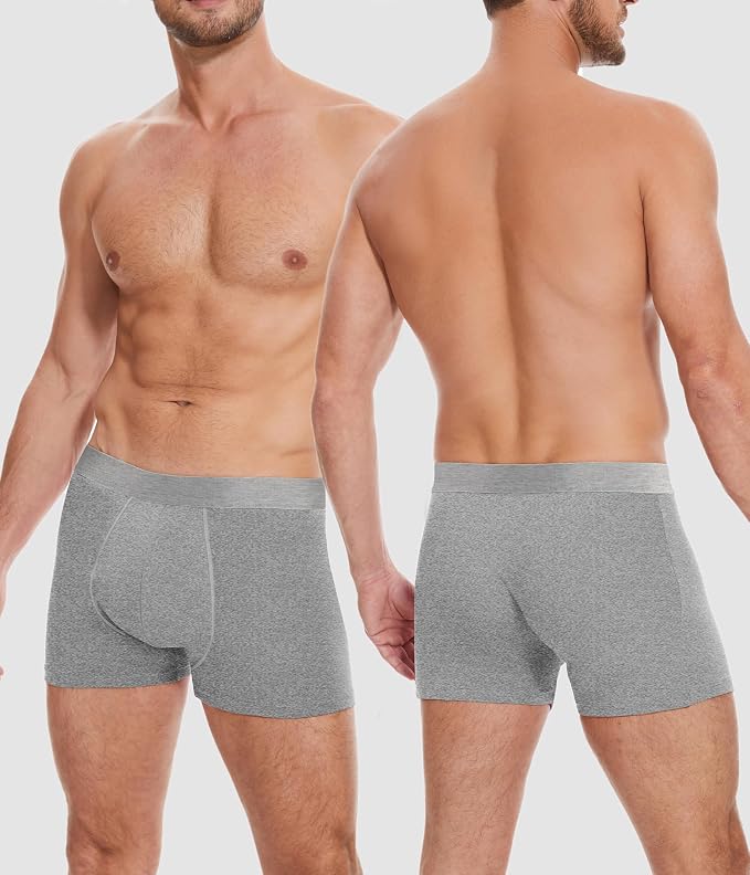 YESWEL Men's Incontinence Underwear, Leak Proof Washable Reusable Cotton Boxer Brief, Heavy Flow Bladder Leak 3 Pack (Grey, XXXX-Large)