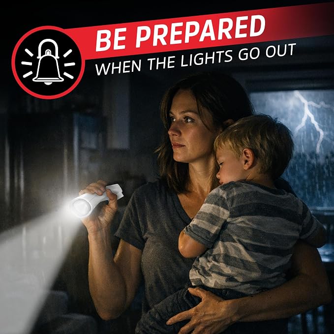 Energizer Auto-On LED Flashlights Rechargeable (6-Pack) for Home Power Failure, Plug in LED Flashlight for Power Outage, Night Light, Hurricane Preparedness