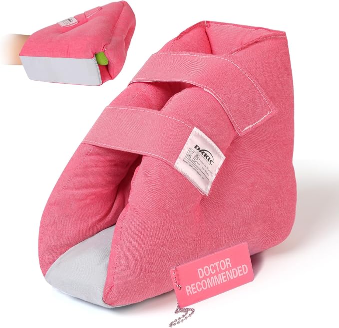 Heel Protector Cushion Pillow to Relieve Pressure from Sores and Ulcers, Adjustable Foot Pillow for Bedridden Patients Supplies, Ankle Pillow for Heel Pain (Improved Version (Red - 1 Pc))