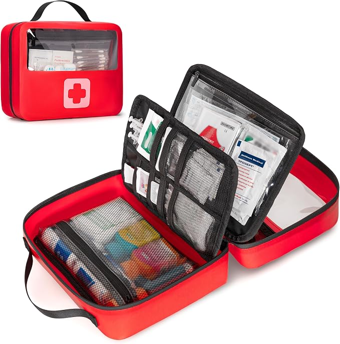 Marscamd Waterproof Empty First Aid Bag with a Detachable Panel | Small Medical Bag with Molle System, Red (Bag Only)