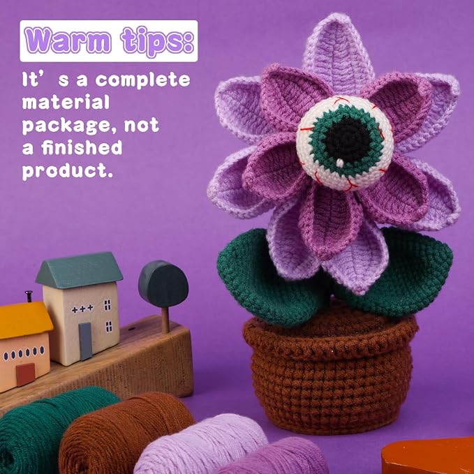 kgxulr Crochet Kit, Big-Eyed Beginner Crochet Kit for Adults, Knitting Kit | Crochet Kit for Beginners, Crochet Flower Kit, Beginner Crochet Kit for Adults with Step-by-Step Video Tutorials