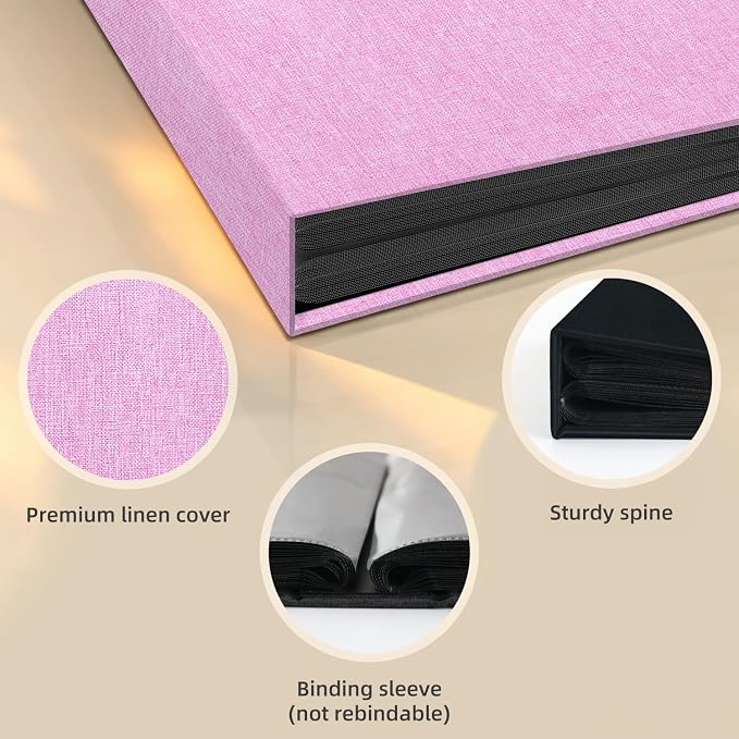 Popotop Photo Album 4x6 48 Pockets for Wedding Gifts,Linen Hardcover Picture Albums for Family Anniversary Baby Vacation Pictures
