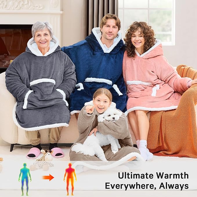 JOYWOO Nude Kids Wearable Blanket Hoodie, Oversized Cat lovers Hoodie Blanket for kids & Teens,Birthday Gifts for Girl Boys,Cozy Fuzzy Sherpa Fleece Blanket Giant Pocket Winter Gifts,Nude