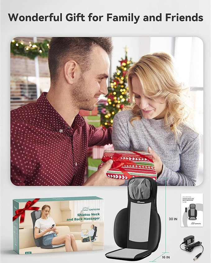 Snailax Full Body Massage Chair Pad, Neck Back Massager with Heat, Customizable 4D Shiatsu,Spot,Rolling,Vibration, Lumbar & Hip Compress Massage Seat for Home Office, Gifts for Dad,Mom