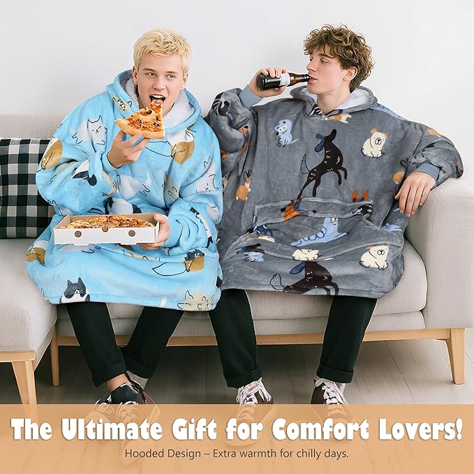 Catalonia Oversized Blanket Hoodie Sweatshirt, Wearable Sherpa Lounging Pullover for Adults Women Men