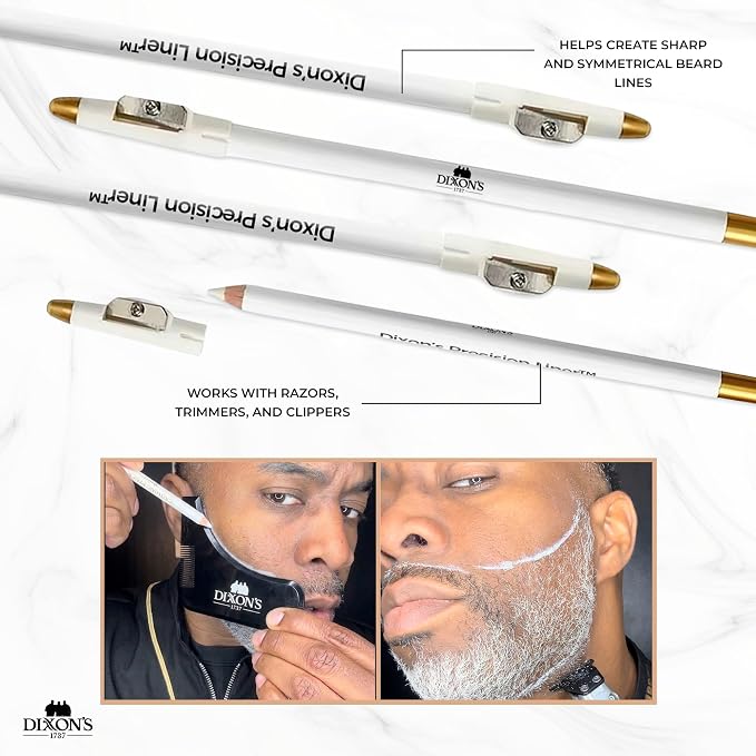 Dixon's 1737 Clear Line Pro Beard Shaper Tool for Men with Precision Liner Pencil, Black Beard Line Up Guide Template with Comb Edges Neckline and Cheek Line Trimming