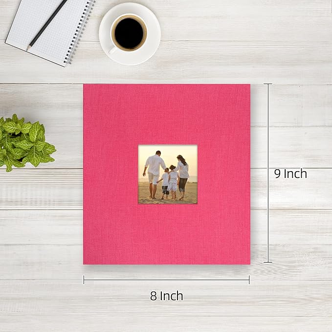 potricher Small Photo Album 4x6 200 Photos Linen Cover Picture Photo Book for Family Wedding Anniversary Baby Vacation (Rose Red,200 Pockets)