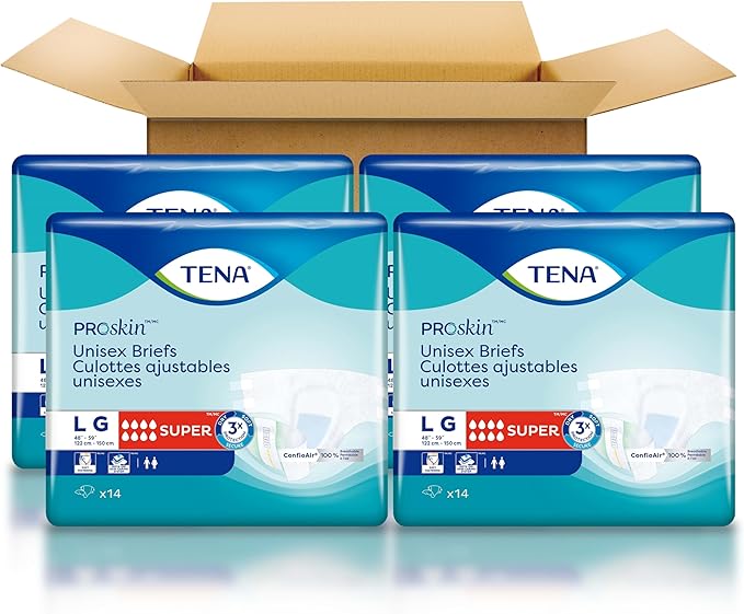 Tena Incontinence Adult Diapers, Maximum Absorbency, Disposable Briefs, ProSkin - Large - 56 ct