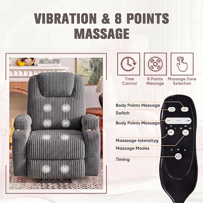 Flamaker Power Lift Recliner Chair Electric Lift Recliner for Elderly | Power Lift Recliner Chair with Cup Holders Side Pockets for Living Room (Corduroy, Dark Gray)