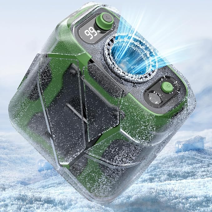 Koonie Waist Clip-on Fan, 100 Levels of Speeds, 24H Use Time, Green | Cool Clip Fan Under Shirt Fan, Rechargeable Battery, Wearable Belt Personal Device for Outdoor Work, Camping, Travel
