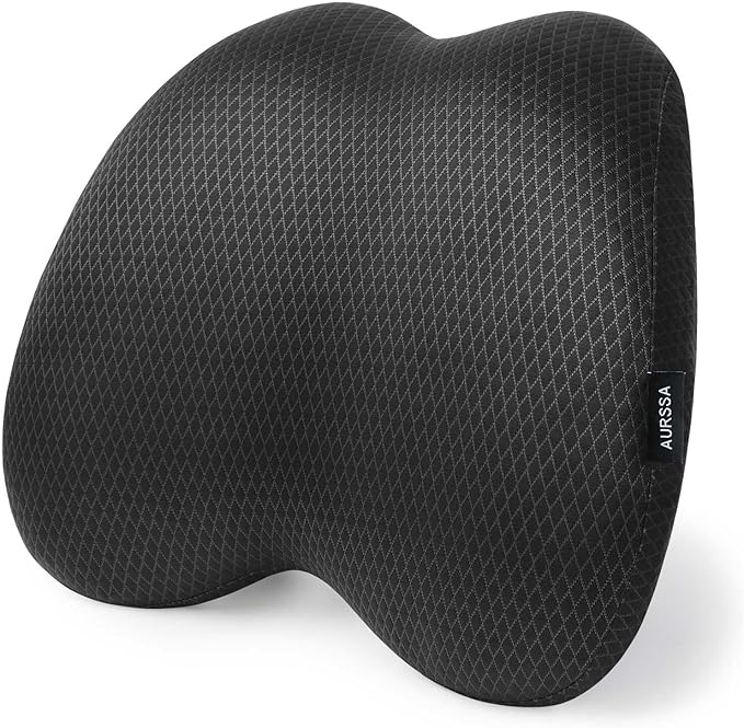 Lumbar Support Pillow Office Chair Car Back Pillow Ergonomic Lower Back Pain Relief Breathable Air Fiber Cushion with Hours Sitting on Worker Driver & Handicapped, Adjustable Strap (Dark Gray)