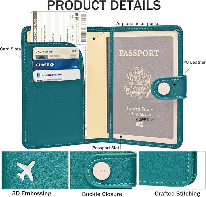 Passport Holder RFID Blocking Travel Wallet, Tea Green | Passport Cover with Multiple Card Slots, Water-Resistant & Easy-Carry, Must-Have Travel Accessory for Men & Women.