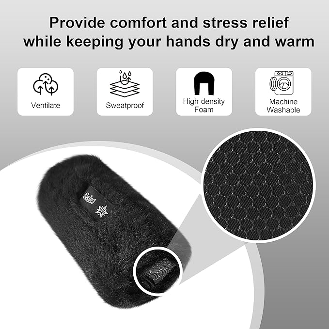 SPRING SEAON Walker Hand Pads Fluffy Walker Handle Cushions Non-Slip Universal Walker Grips Padded Hand Covers Soft Pads for Walkers for Seniors Walker Pads for Handles Folding Rolling Wheelchair, Rollator Handle, Elderly Grippers 2 Pack