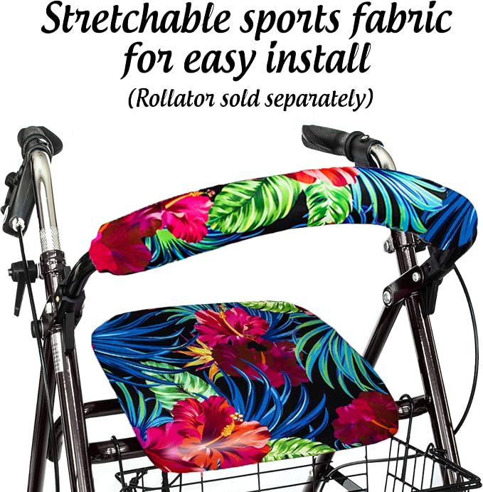 Top Glides Universal Rollator Walker Seat and Backrest Covers (Tropical)
