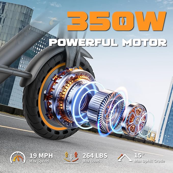 VOLPAM Electric Scooter, 350W/500W Powerful Motor, 8.5"/10" Solid Tires, 19/22Mph, 28/23/21/16 Miles Max Range, Dual Braking